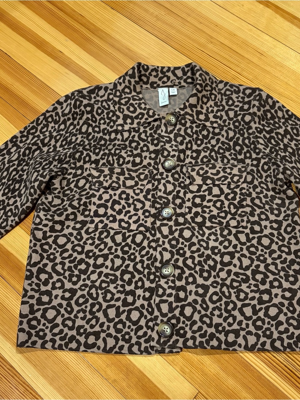 Joie Taupe & Black Leopard-Print Cardigan
